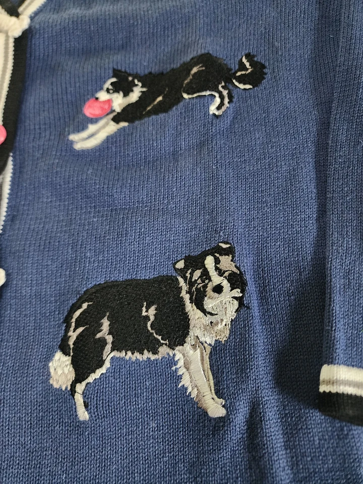 Libro de Cuentos Tejidos Collie Ovejas Perros Sobre Fondo Azul Cárdigan Suéter 1X Nuevo en Paquete Foto 4 de 4