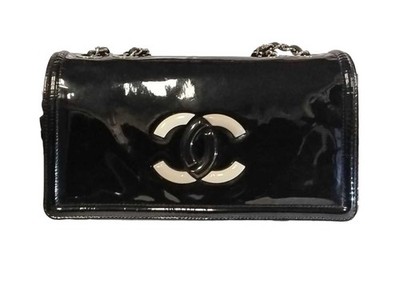 Chanel Lipstick Flap Black Patent Shw Black  Handbag Jg1025locrmia