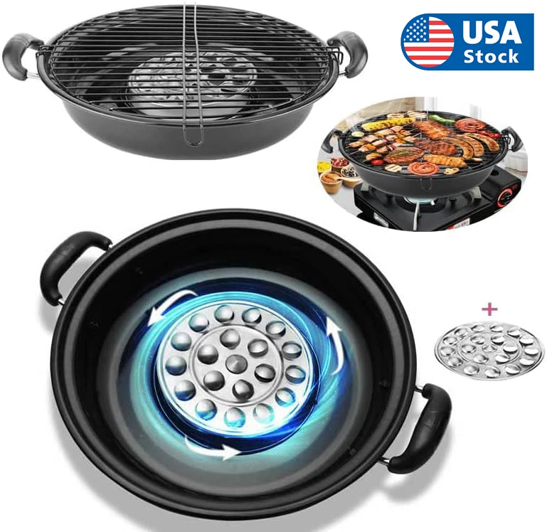 Grill Pan with Revolving BBQ Plate disc Asador Griddle Pan for Gas Stove Top
Opens in a new window o