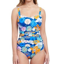 PROFILE BY GOTTEX Rising Sun One-Piece Swimsuit D Cup Blue Floral 6D 8D 10D 12D