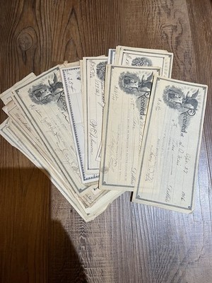 Lot of 33 Antique Bank Checks Receipts Connecticut Illustrated Vignettes