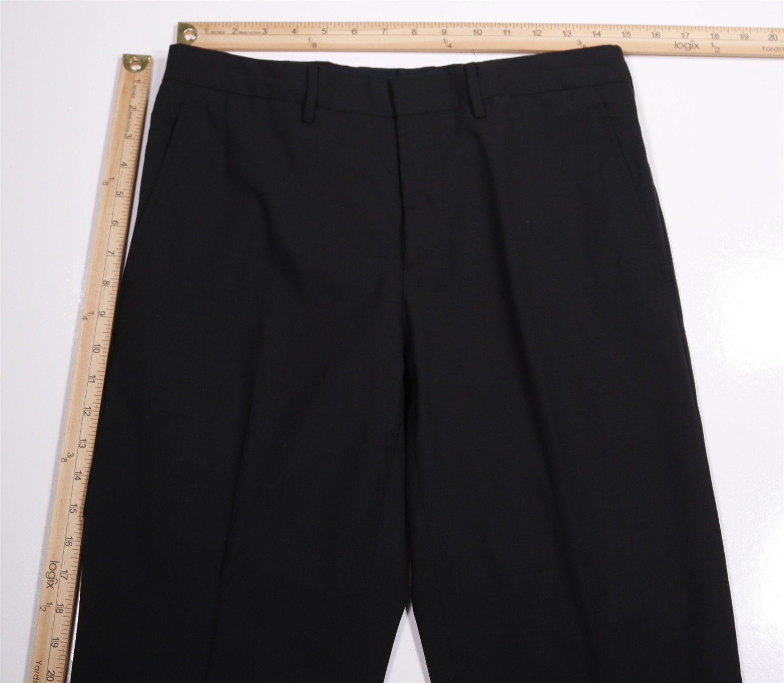 Prada Mens Solid Black Flat Front Wool Dress Pant… - image 4