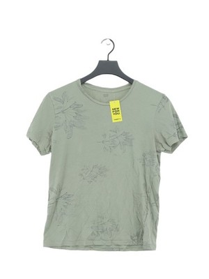 Kiabi Women's T-Shirt S Green Floral 100% Cotton Short Sleeve Round Neck Basic