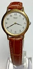Seiko Women's Vintage Watch V700-6091 Gold Brown Leather New Battery