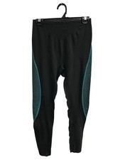 Womens Black Teal Seamless Leggings Size Large Activewear Stretchy