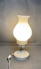 Vintage Lamp Milk Glass Boudoir Lamp Hobnail & Brass Electric Footed-WORKS