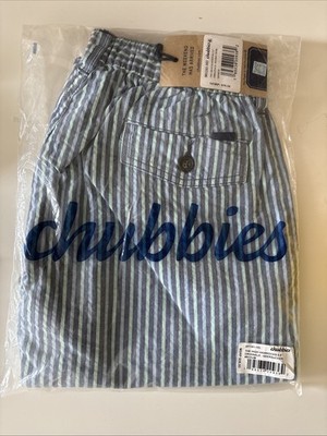 Chubbies Mens Shorts Originals Seersucker Size Medium Stretch Blue 5.5'' Inseam