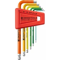 PB Swiss PB 212.H-5 RB Hex Key Set Ballpoint Metric Rainbow 1.5-5mm 6-Piece