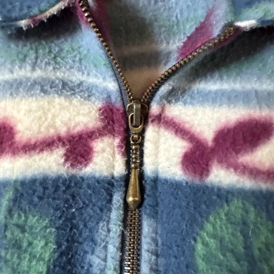 Chaqueta colorida de vellón con cremallera estampado de plantas vintage años 90 Teddi talla mediana  Foto 4 de 4