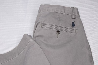 POLO RALPH LAUREN CLASSIC FIT 32x32 Men's Flat Front Cotton Chino Pants Gray