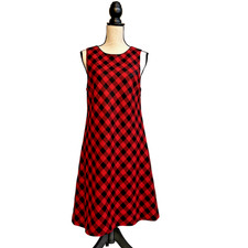 Talbots Sheath Dress Size 6 Wool Red And Black Buffalo Check Fully Lined Classic