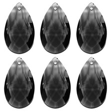 6Pcs K9 Crystal Pendants Teardrop Beads 38mm Prisms DIY Light Black