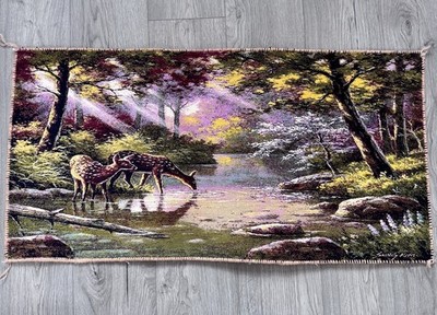 Hand-Knotted Wool & Silk Deer Forest Rug | Wall Art Gift Idea | 50% off now 