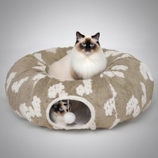 Cat Tunnel Bed with Soft Cushion, Cat Toys for Indoor Cats Enhance Bonding Be...