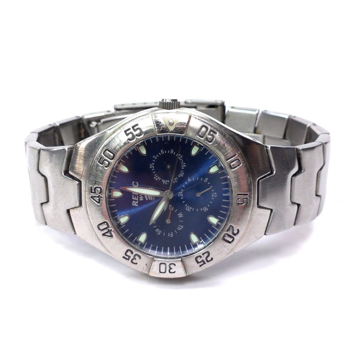 Vtg Relic by Fossil Big Tic Mens Watch Blue Year of the Dragon New Battery 7\