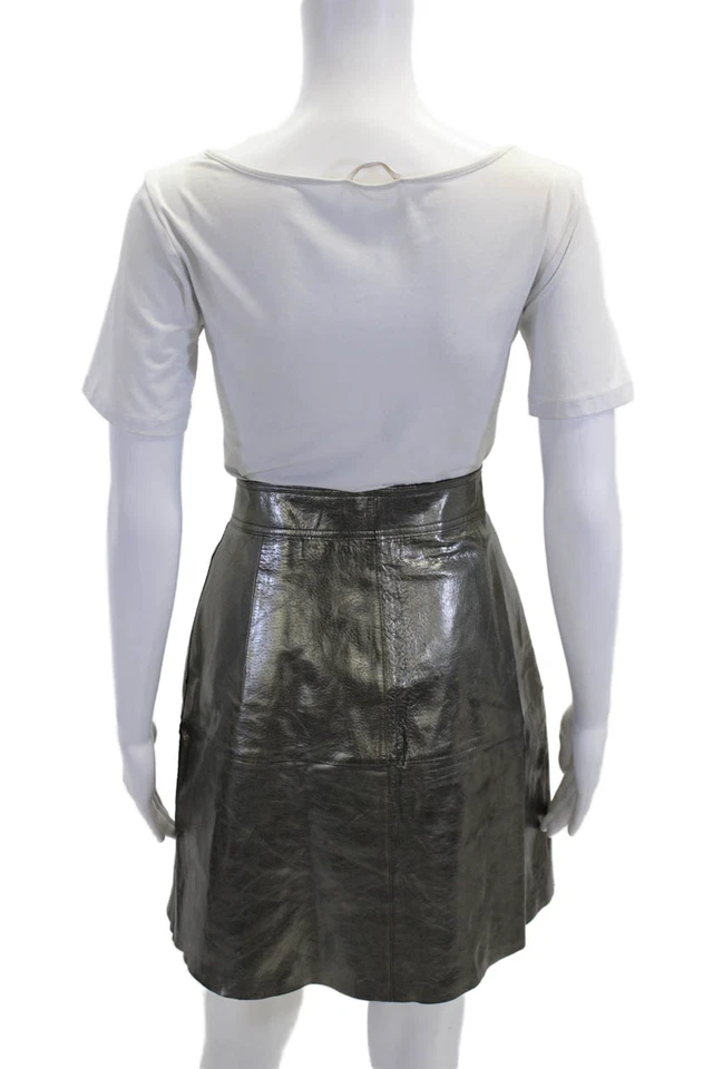 Minifalda de cuero gris oscuro talla M línea A de Zara para mujer Foto 3 de 4