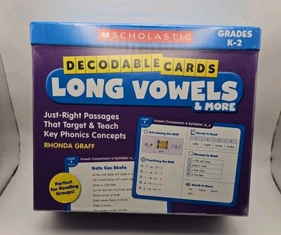 Decodable Cards - Long Vowels & More : Just-right Passages Teach NEW SEALED K-2