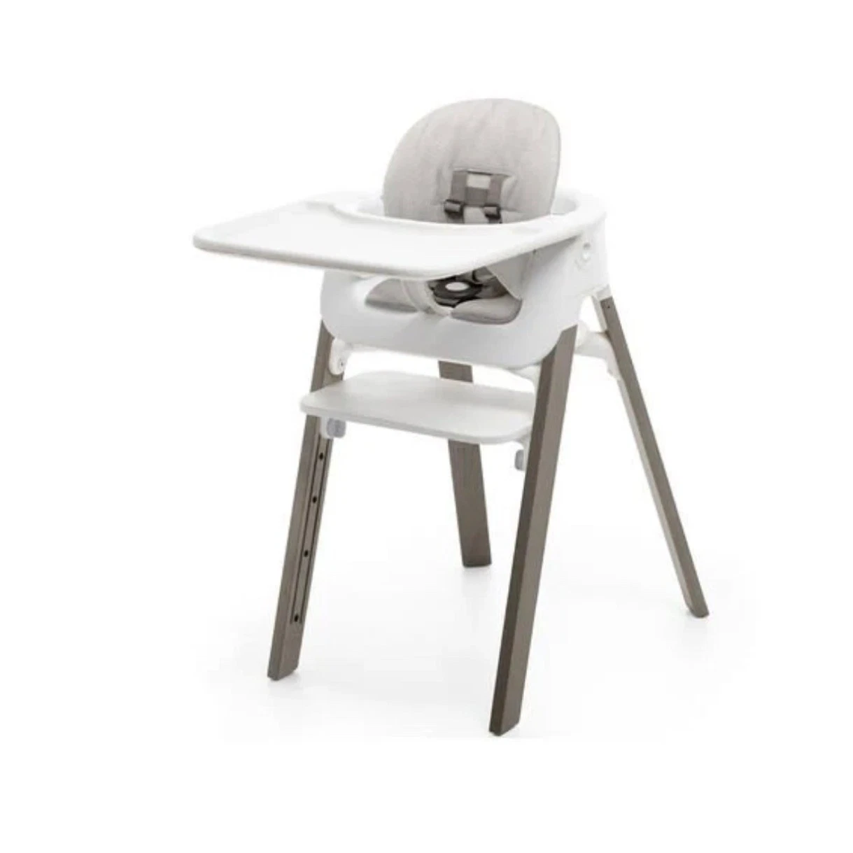Stokke Steps High Chair Bundle White Hazy Grey Beech Baby Set Tray Cushion NEW