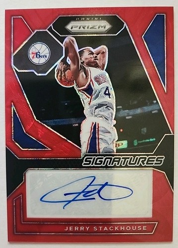 JERRY STACKHOUSE 2023-24 PANINI PRIZM SIGNATURES RED CHOICE AUTO /88 Sixers