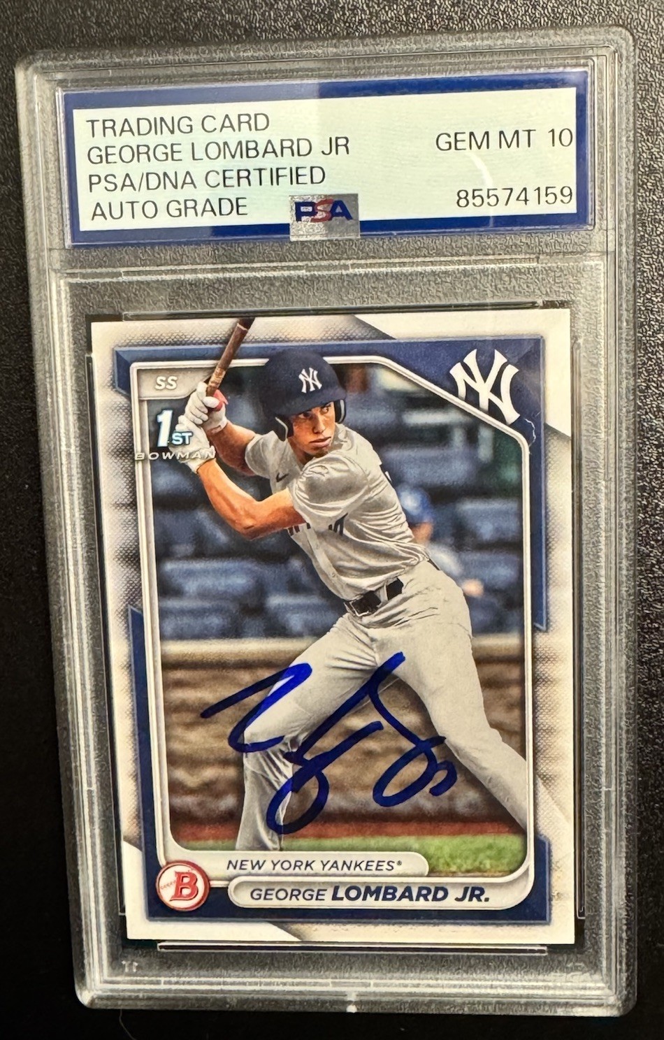 George Lombard Jr 2024 1st Bowman On Card Auto PSA 10 New York Yankees Future⭐️