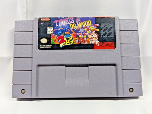 Tetris & Dr. Mario Super Nintendo SNES Cart Only Tested Cleaned Free Shipping
