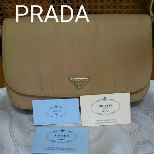 Sac bandoulière PRADA nylon authentique beige moyen femme Italie 116202