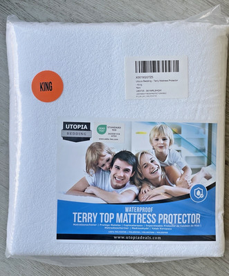 Utopia Bedding Premium Waterproof Terry Mattress Protector King Size White NEW