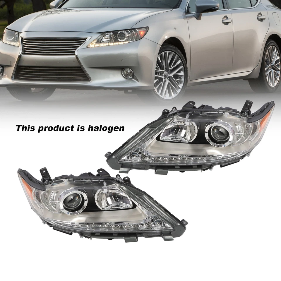 Pair Headlights For 2013 2014 2015 Lexus ES300h ES350 LH+RH Halogen Headlamps - Image 2 of 4