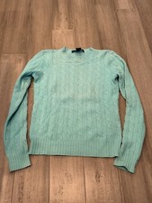 Ralph Lauren Size M Slim Fit Cable Knit Mint Green Sweater 100 Cotton Women s