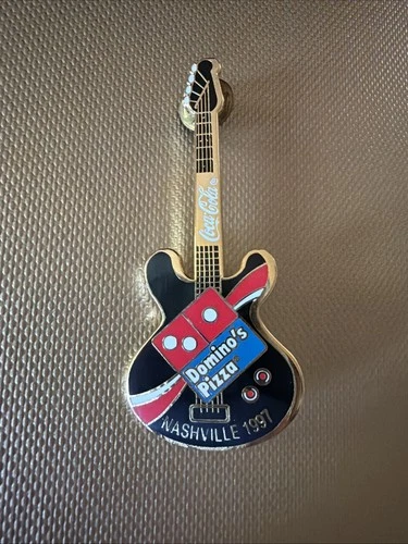 Domino’s Pizza Rally Coca Cola Guitar Pin Vintage Nsshvillle 1997