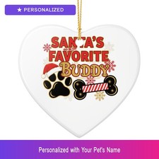 Custom Pet Christmas Holiday Ornament Personalized Heart Shaped Pet Lover Gift