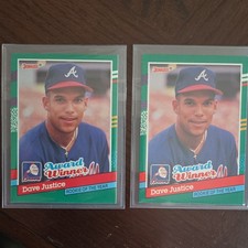 Donruss Award Winner Rookie Dave Justice Atlanta Braves Card Lot (2) 1990
