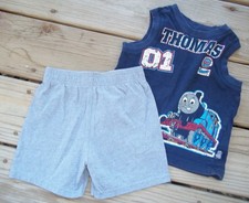 Boys 2 Pc Outfit set shirt  shorts sz 24 mths Thomas  Friends Train sleeveless