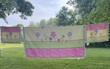 Circo Do Your Room Target Full Quilt Flowers & 2 Butterfly Pink & Green Sham Y2K