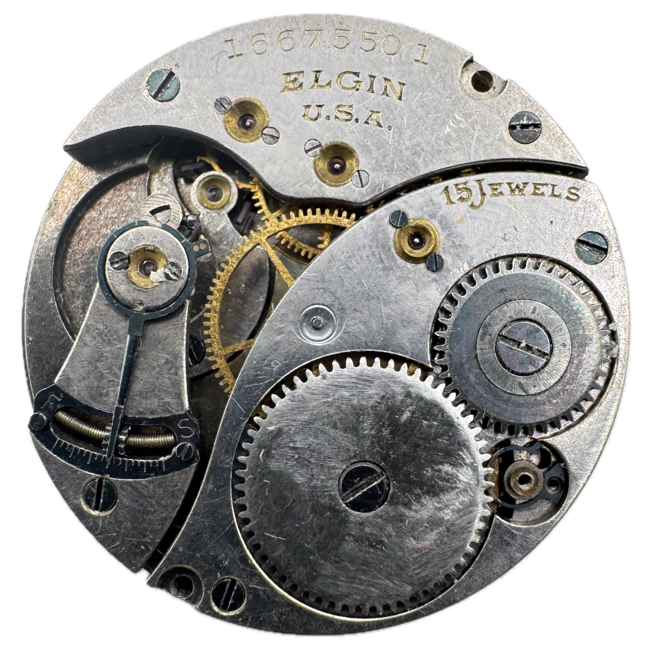 Antique 0s Elgin Multicolor Mechanical Hunter Pocket Watch Movement 354 USA