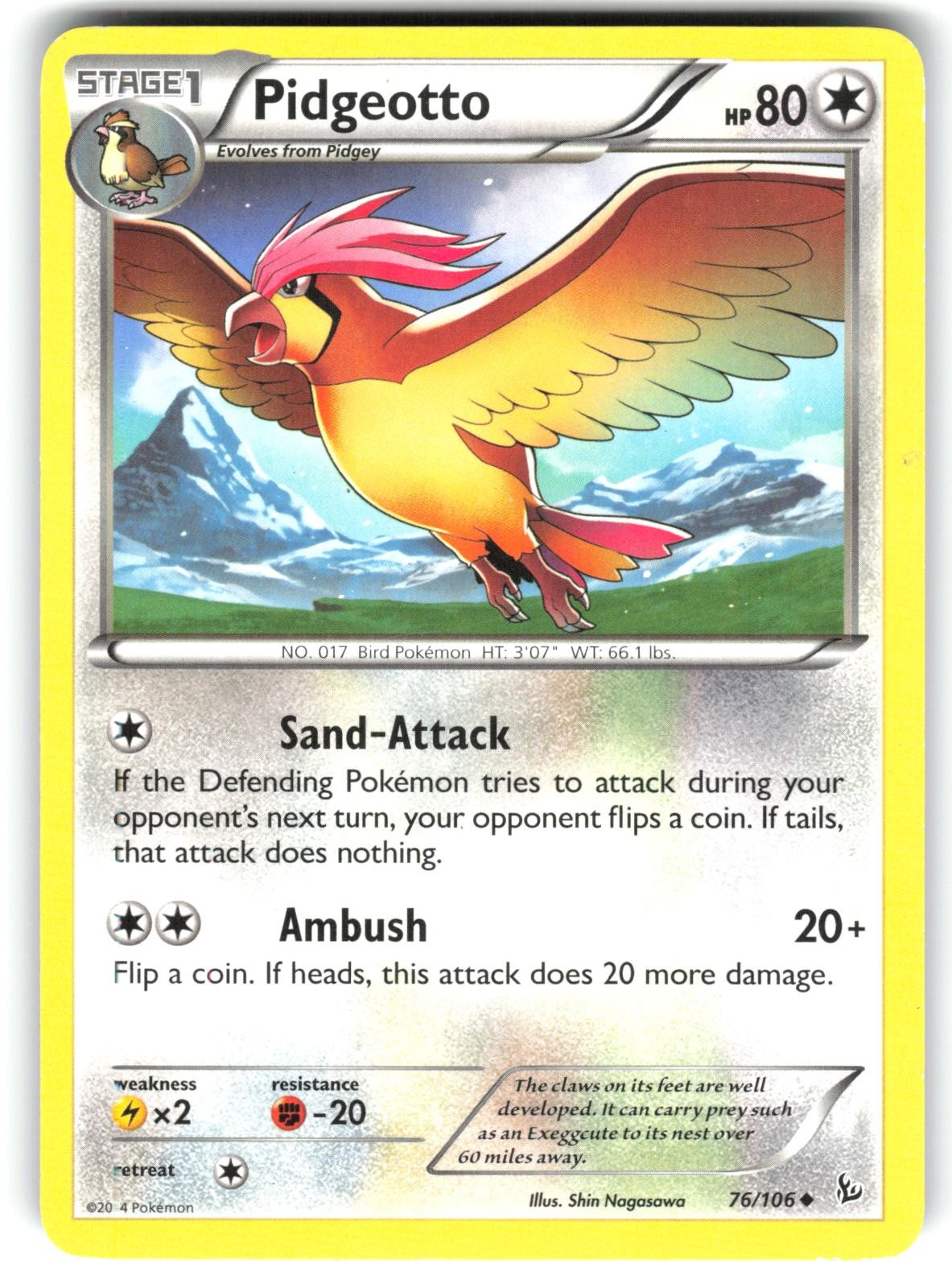 Pidgeotto 76/106 Uncommon Flashfire Pokemon Lightly Played