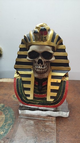 Ancient Egypt King Tut Skull Statue Mask Of King Tutankhaman 7" Tall Bust - Picture 5 of 14