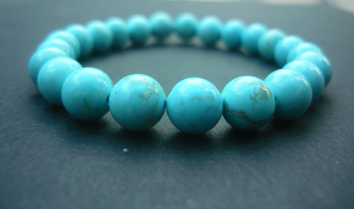 Bracelet Perles Turquoise Jaune En Pierre Naturelle – Fait Main – Réalisé Sur Mesure à La Taille Voulue – Neuf Sans Emballage