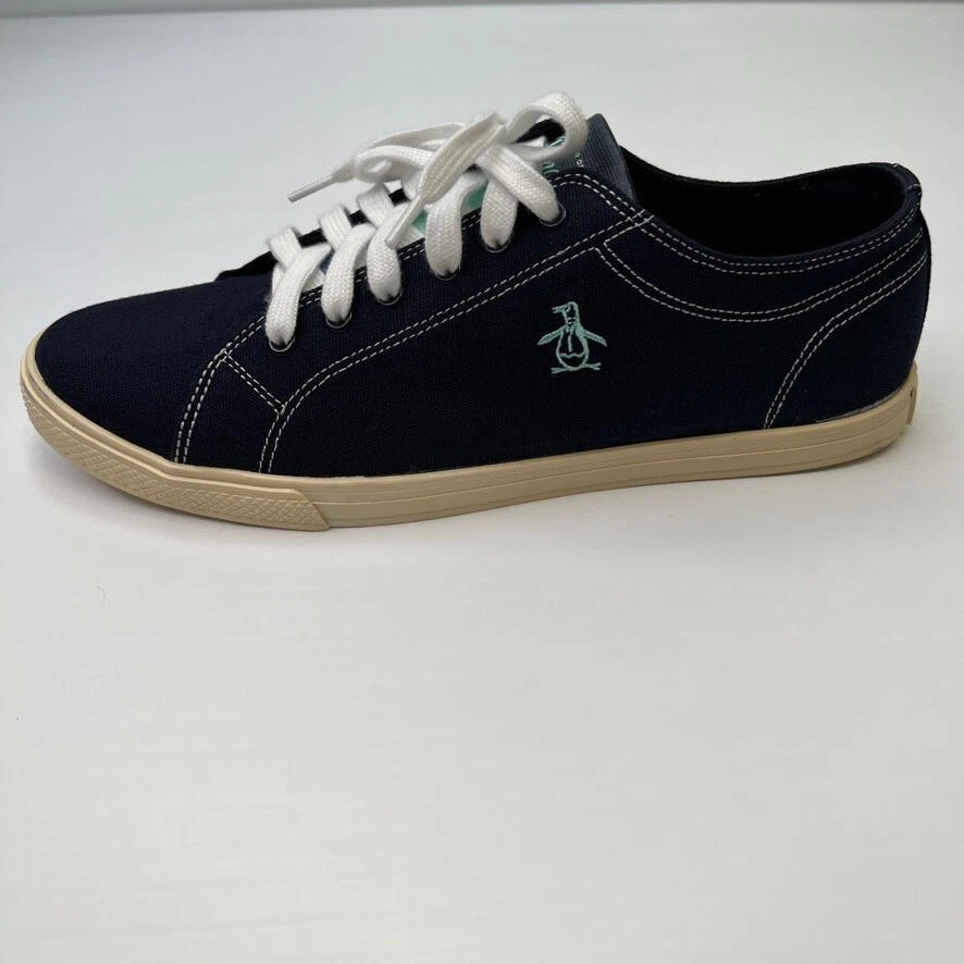 Zapato Penguin Hombres 13 Informal Parte Superior Baja Con Cordones Zapatilla Logo Lona Azul Marino Boat Core Go Foto 3 de 4
