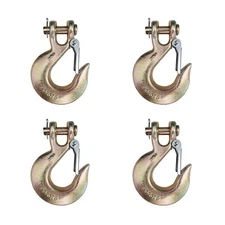 4 Pack G70 3/8" Clevis Slip Hook w/ Latch Trailer Truck Transport Tow Chain Hook