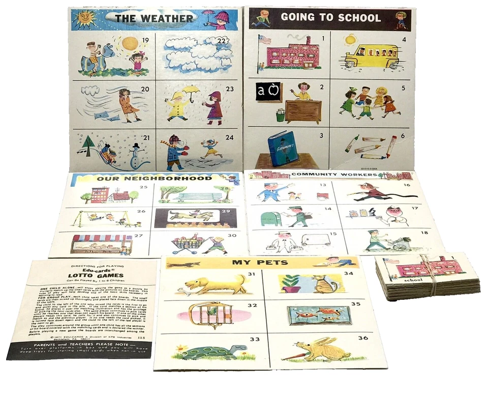 1971 Edu-Cards The World About Us Lotto Game Ages 3-8 Phonics Reading Matching - Image 2 of 4