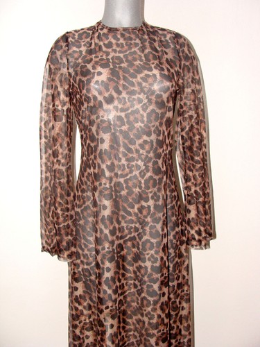 Sexy Kleid transparenter Chiffon Look mit Leoparden Muster Gr L / 40 - 42 - Bild 3 von 8