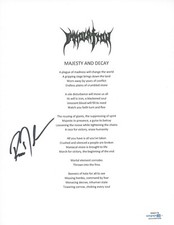 Ross Dolan Signed Autographed Immolation Majesty and Decay Lyric Sheet ACOA COA