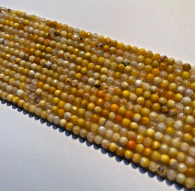 FACETED 4 MM YELLOW AGATE BEAUTIFUL QUALITY BEADS 15' BELOW WHOLESALE