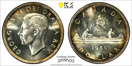 1950  PCGS Graded Canadian Dollar MS66