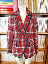 Veronica Beard Ladies Blazer Jacket Sz Uk 10 Us 6 Harriet Tartan Plaid Red Boxy