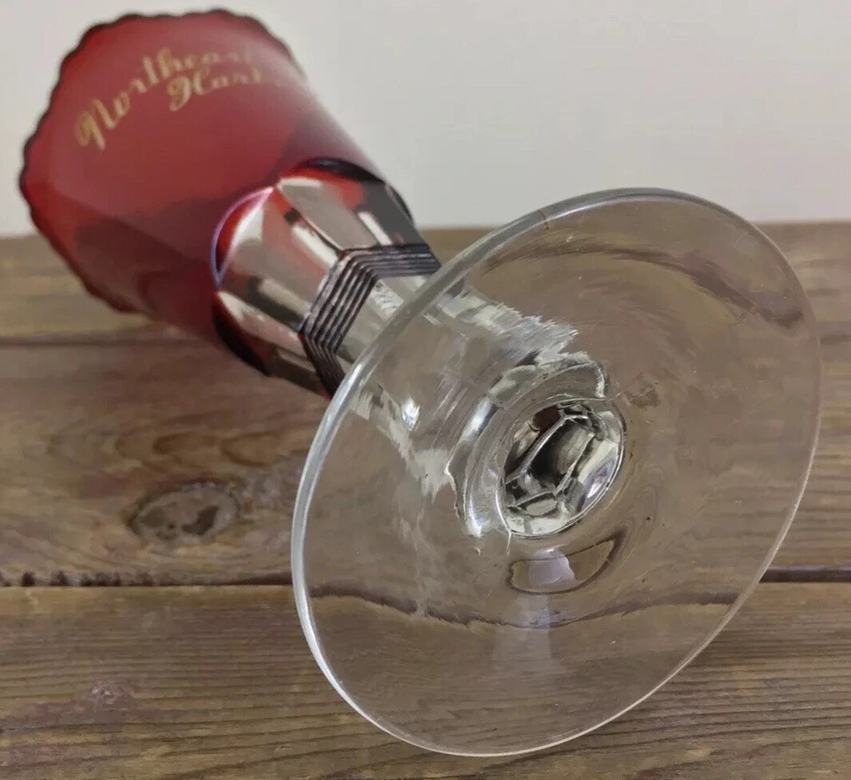 Antique Northeast Harbor Maine Souvenir EAPG Ruby Red Flashed Glass Vase 6.25” - Image 4 of 4