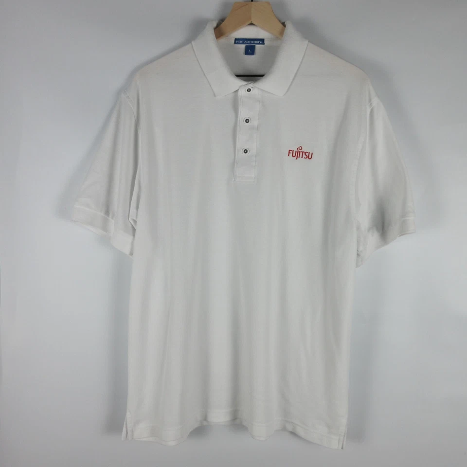Camisa polo Fujitsu uniforme de trabalho funcionário adulto grande branca manga curta masculina - Imagem 2 de 4