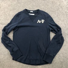 Abercrombie Fitch Shirt Mens Small Blue Crew Neck Embroidered Pullover Muscle*