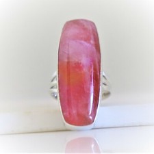 PINK RAINBOW MOONSTONE NATURAL GEMSTONE 925 SOLID STERLING SILVER JEWELRY RING